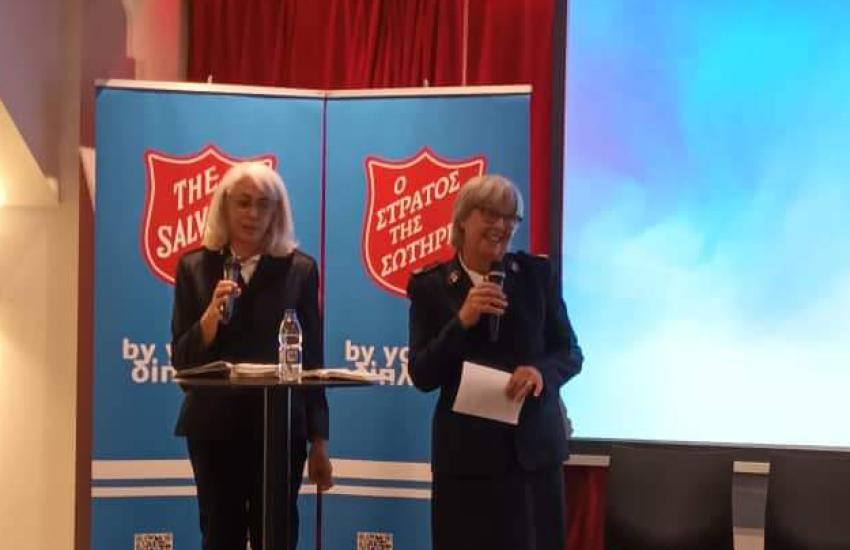 Salvation Army officers speak at the celebration